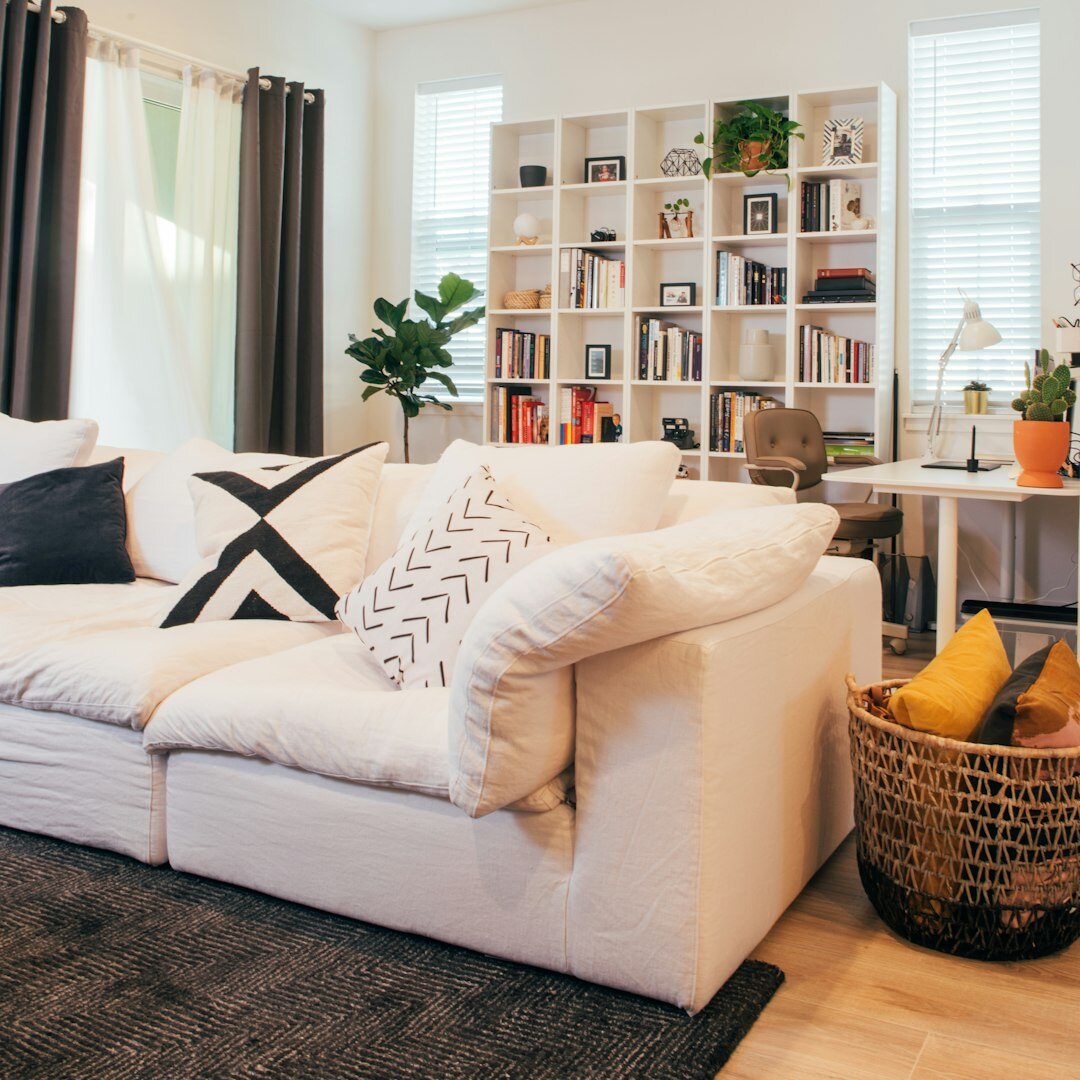 Minimal Scandinavian living room with clean lines and neutral palette